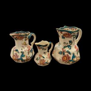 Rare Set of Three Graduated Jugs by Masons in the Java Pattern