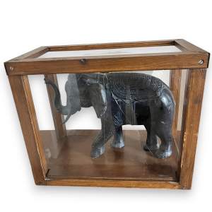 Museum: Composite Replica of an Indian Elephant in Display Case.