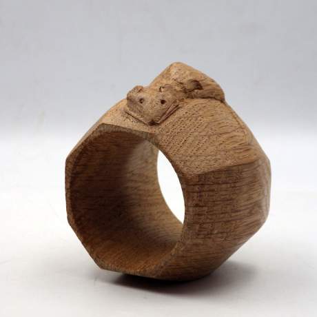 Mouseman Robert Thompson Carved Oak Mouse Napkin Ring image-2