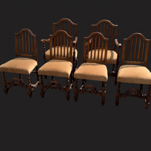 Set of Six Jacobean Style Oak Dining Chairs