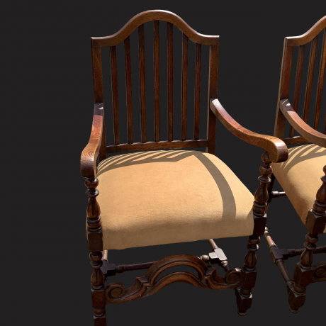 Set of Six Jacobean Style Oak Dining Chairs image-3