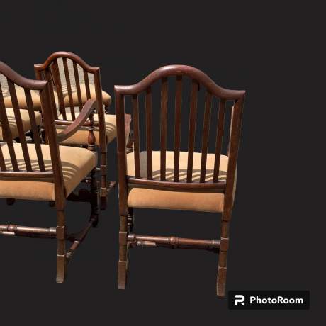 Set of Six Jacobean Style Oak Dining Chairs image-4