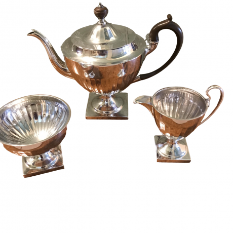 A Silver 3-piece Teaset by  Thomas Bradbury & Sons Ltd. Sh. 1912 image-1