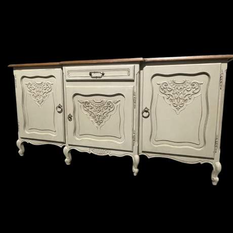 Vintage French Painted Oak Sideboard with Waxed Top image-1