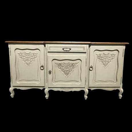 Vintage French Painted Oak Sideboard with Waxed Top image-2