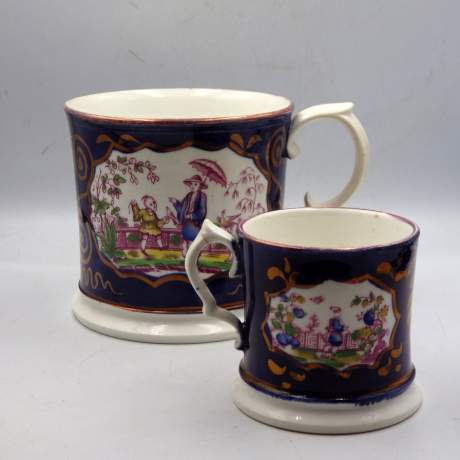 Gaudy Welsh Antique 19th Century Chinoiserie Jug & Mugs image-7