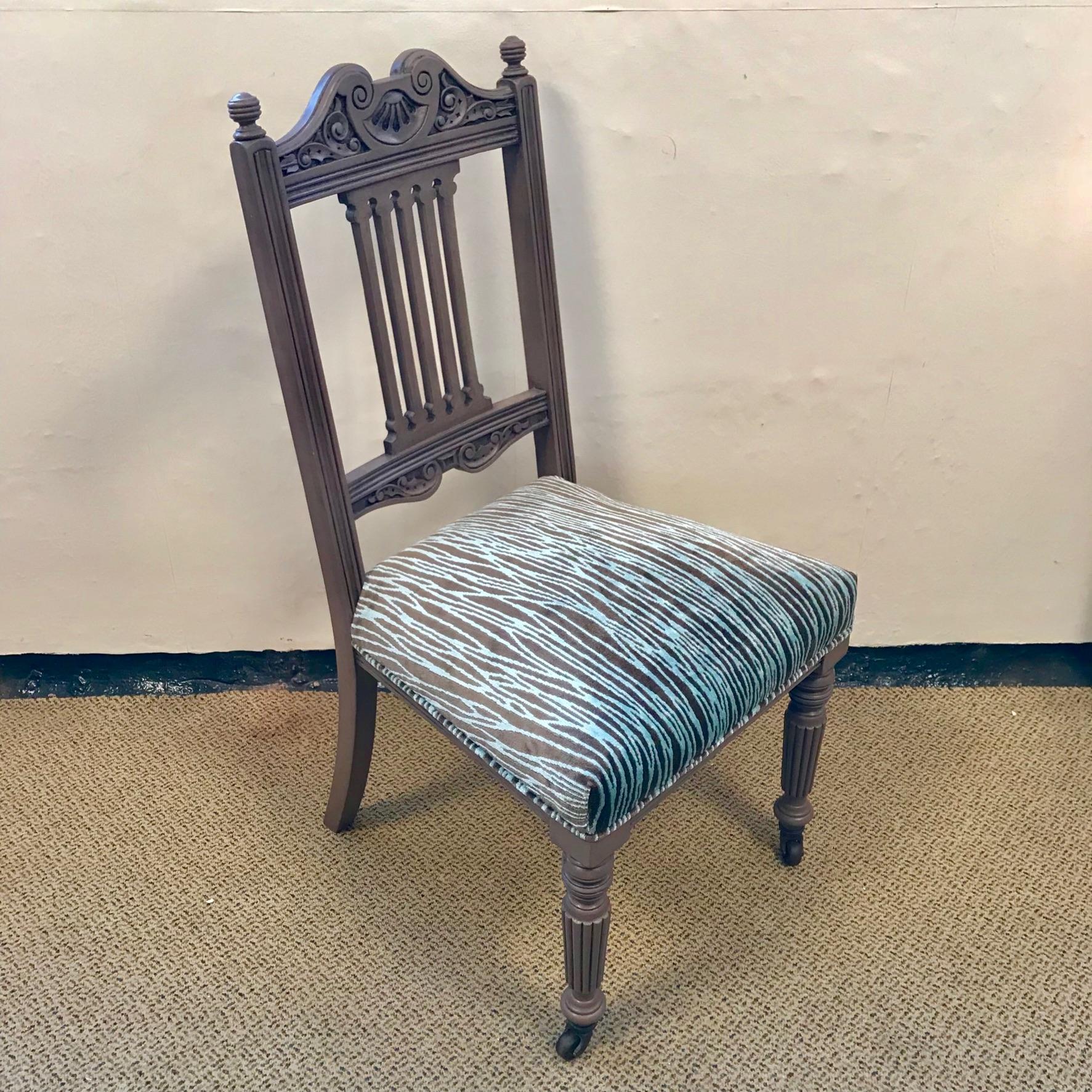 Victorian Painted Upholstered Bedroom Chair  Vintage 