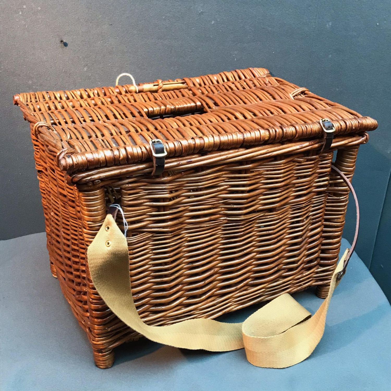 Large Vintage Wicker Fishing Basket - Leather & Sporting Goods - Hemswell  Antique Centres