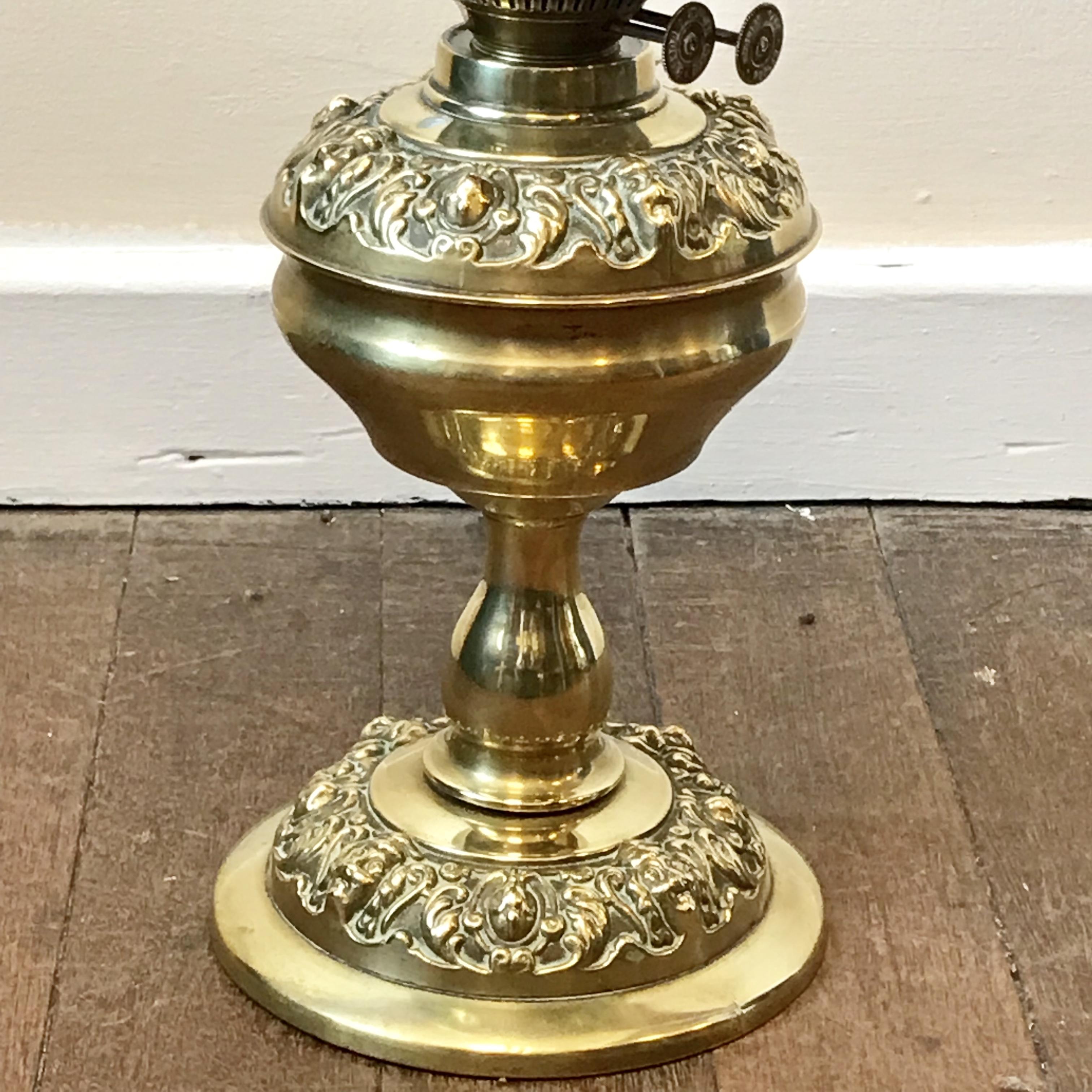 Brass Decorative Embossed Oil Lamp Antique Brass & Copper Hemswell Antique Centres