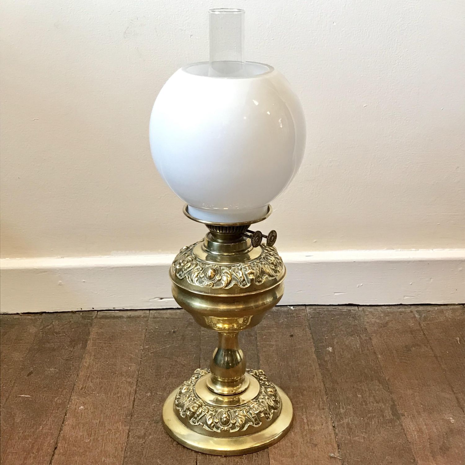 Brass Decorative Embossed Oil Lamp - Antique Brass & Copper - Hemswell