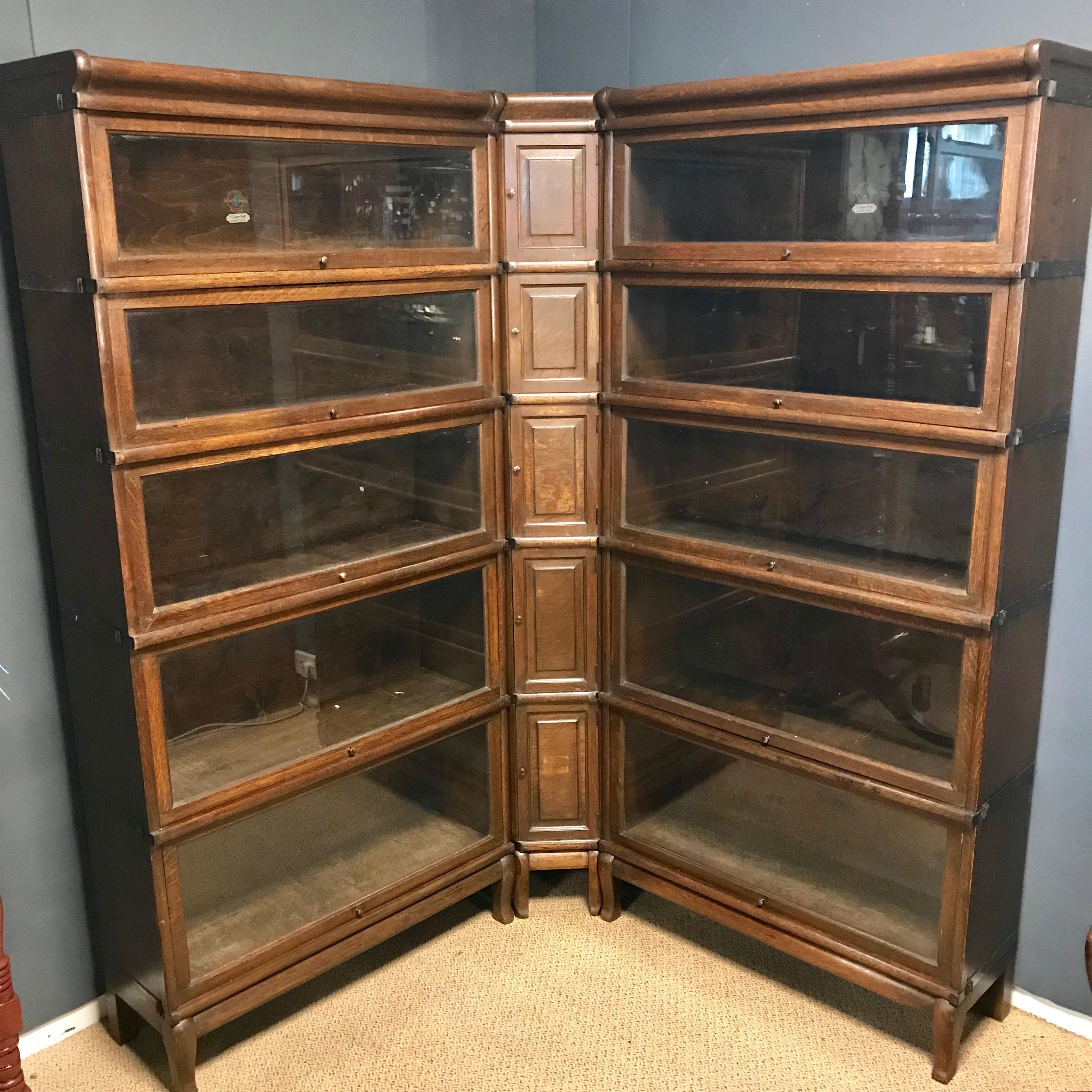 Globe Wernicke Rare Corner Sectional Stacking Bookcase Antique