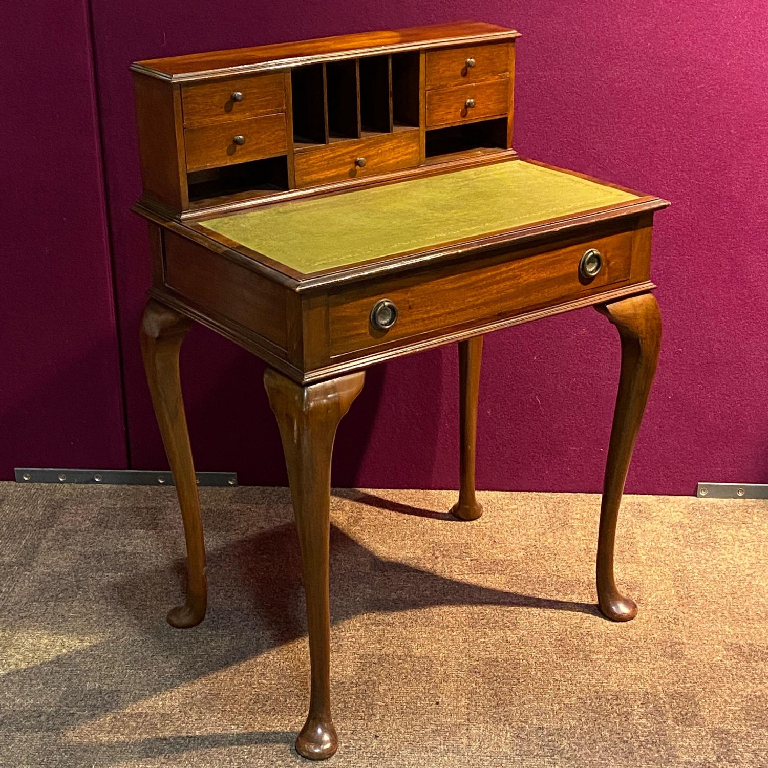 Edwardian Petite Leather Top Mahogany Writing Table Antique