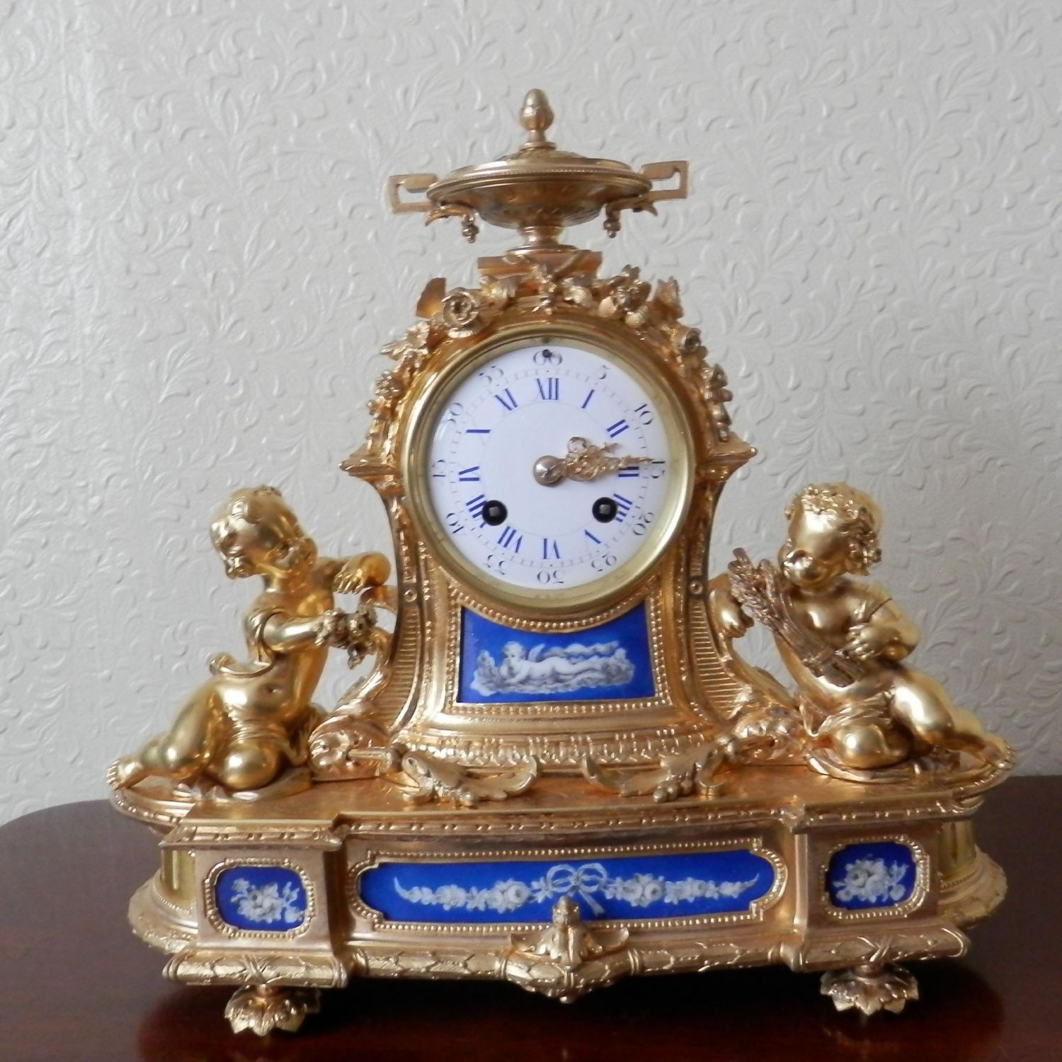 French eight day gilded bronze ormolu clock Mantel Clocks Hemswell