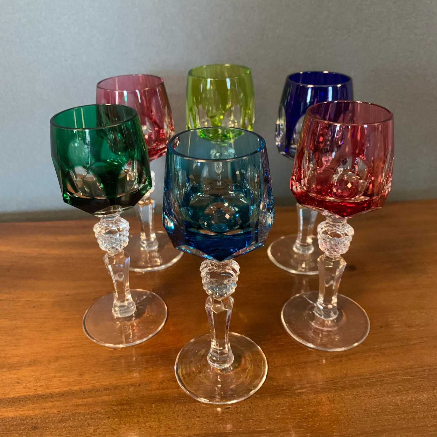 Set Of Six Cut Coloured Liquor Glasses Antique Glass Hemswell Antique Centres