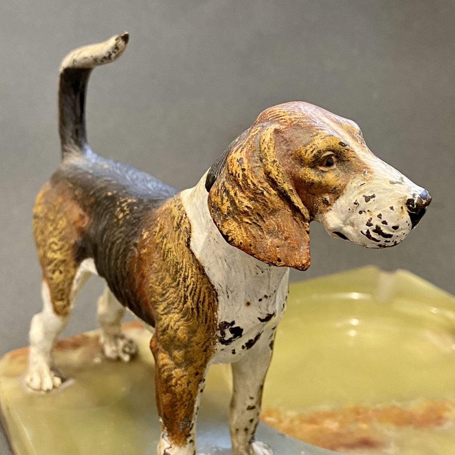 Cold Painted Bronze Hound mounted on Onyx Ashtray - Antiques - Hemswell ...