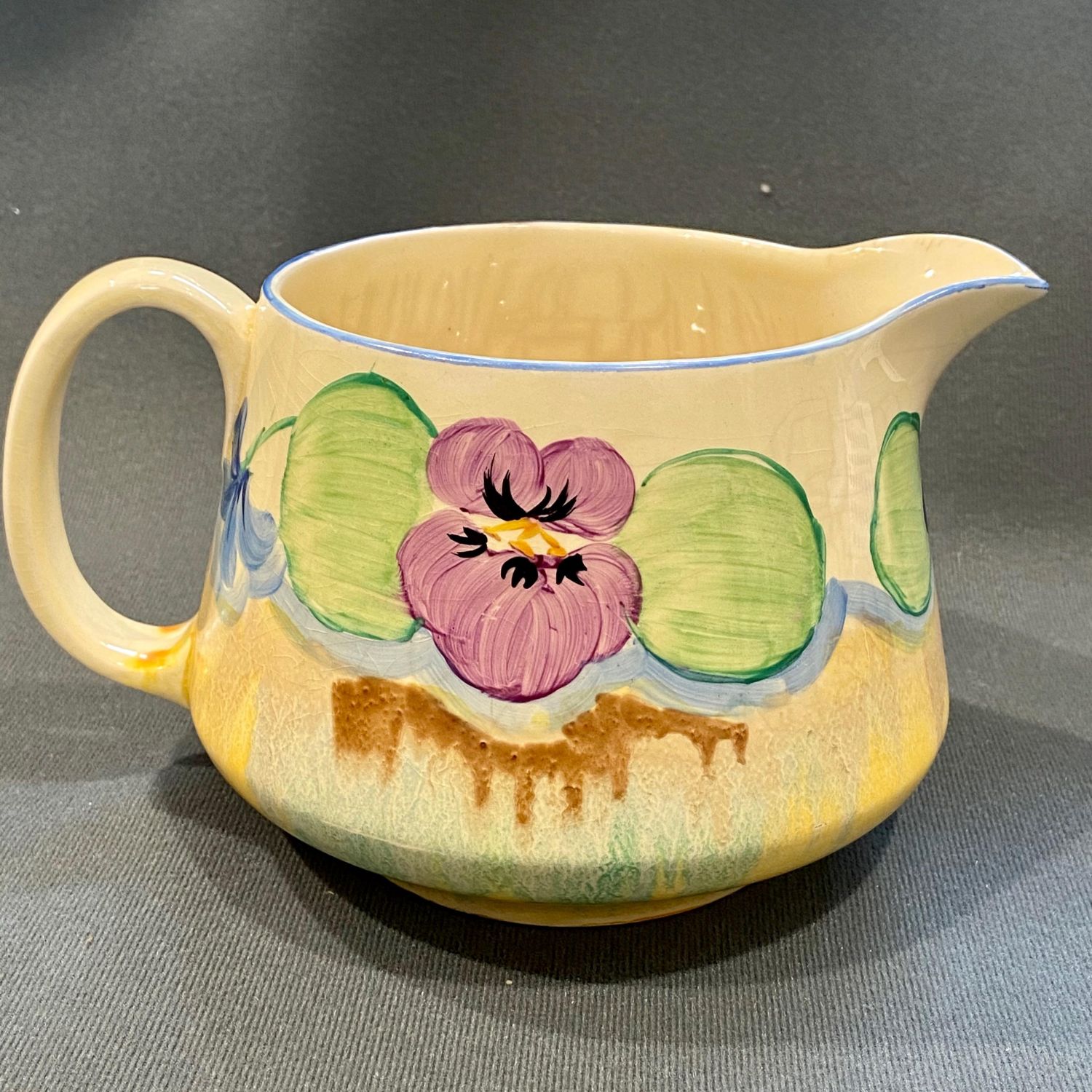 Clarice Cliff Pansies Crown Jug - Ceramics - Hemswell Antique Centres