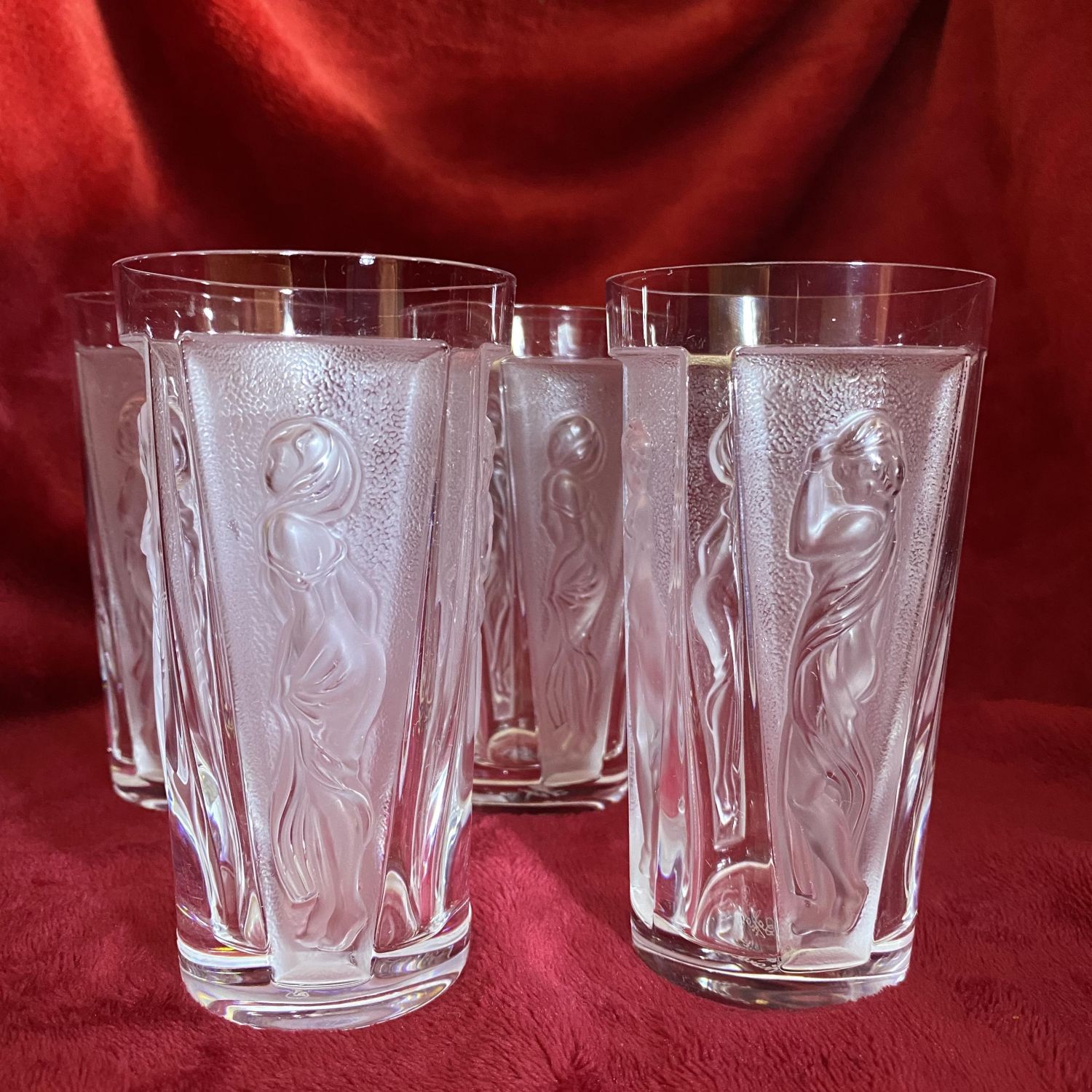 Lalique "Les Muses" Suite of 8 high ball tumblers Glass Hemswell