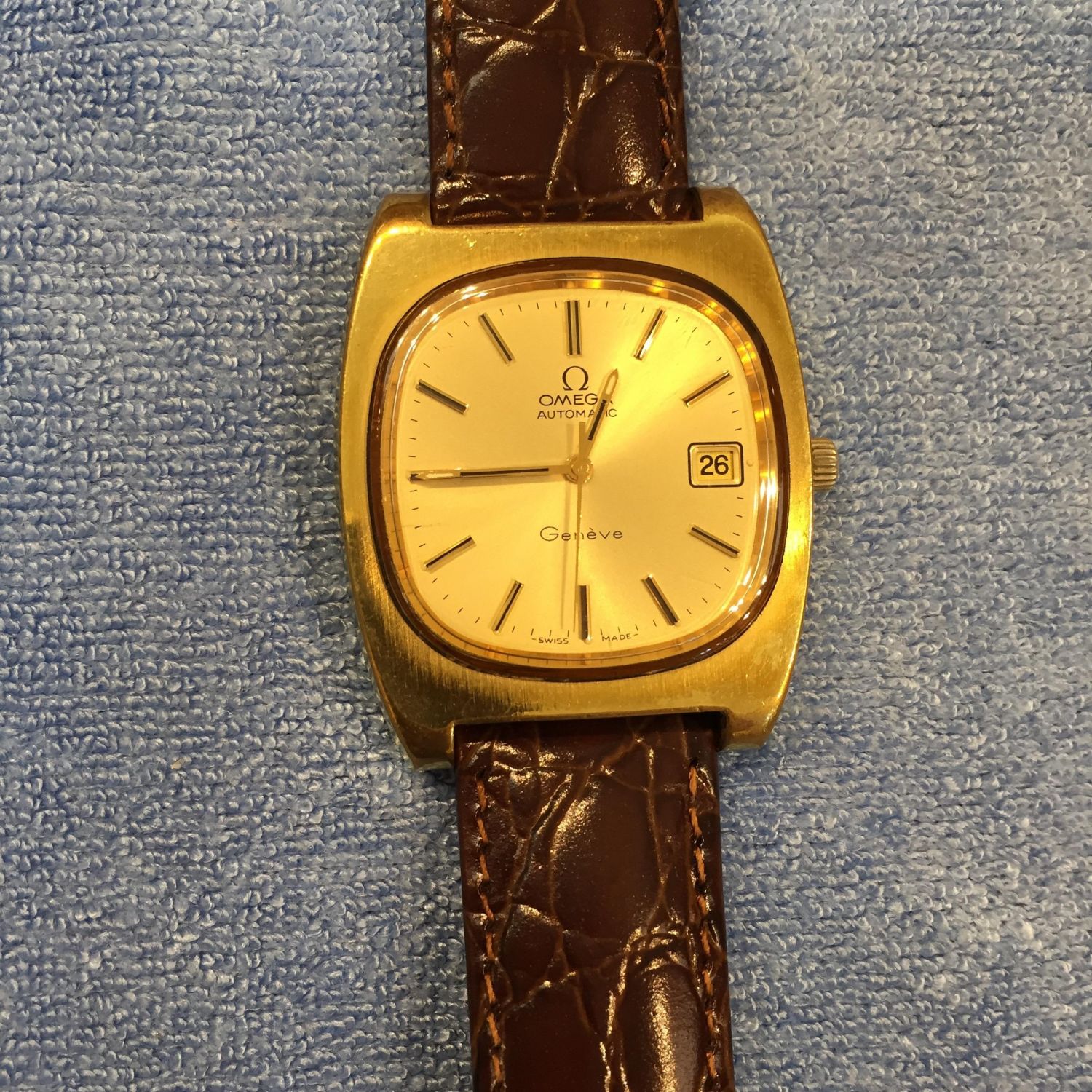 Omega Geneve Automatic With Date Gold Plated Wristwatch Watches