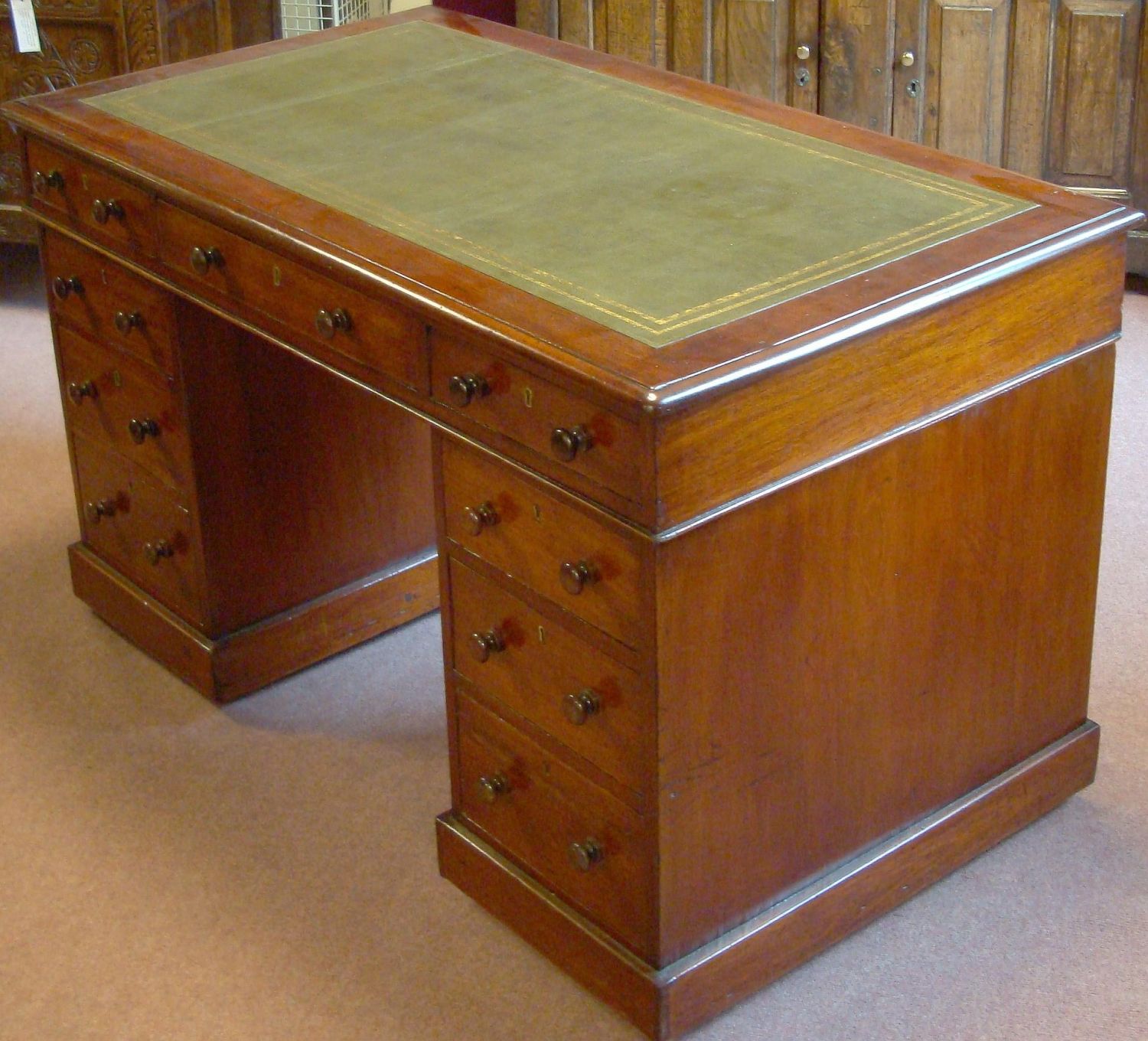 Mahogany Pedestal Desk - Antique Desks - Hemswell Antique Centres