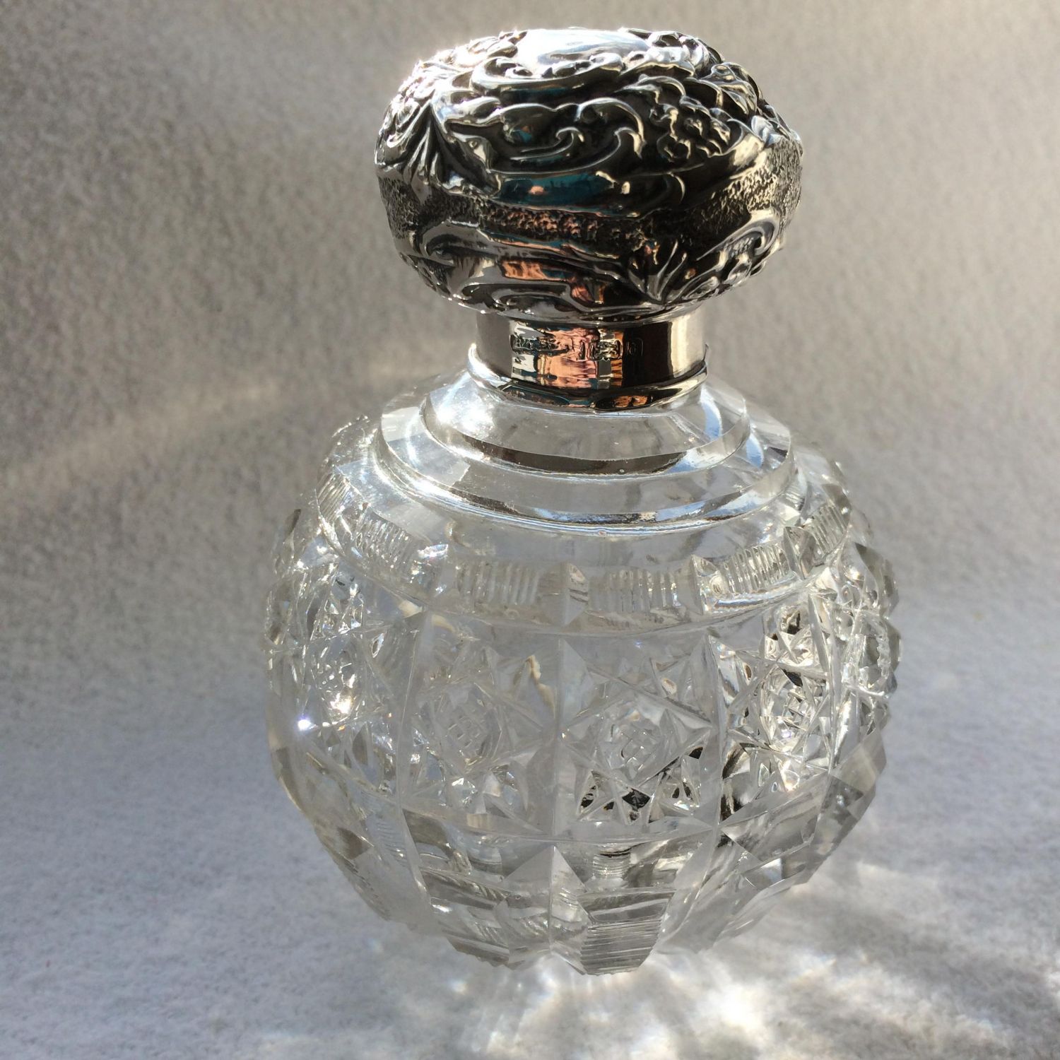 Victorian cut glass and silver topped scent bottle - Antique Silver ...