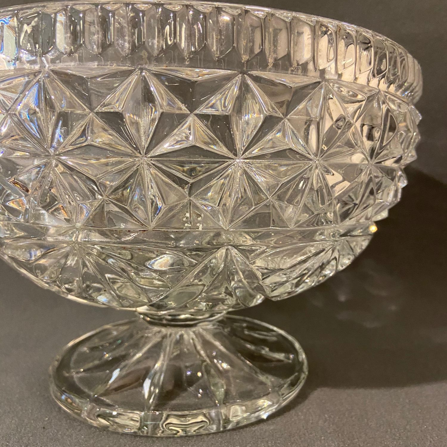 Vintage Pressed Glass Fruit Bowl Antique Glass He