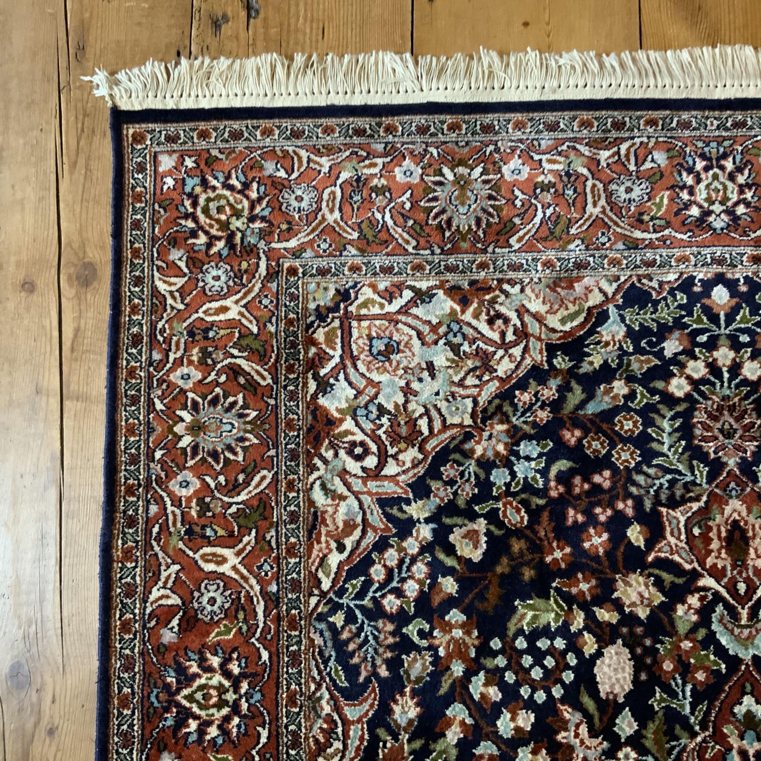 Superb Quality Hand Knotted Silk On Cotton Kashmir Rug Stunning Rugs