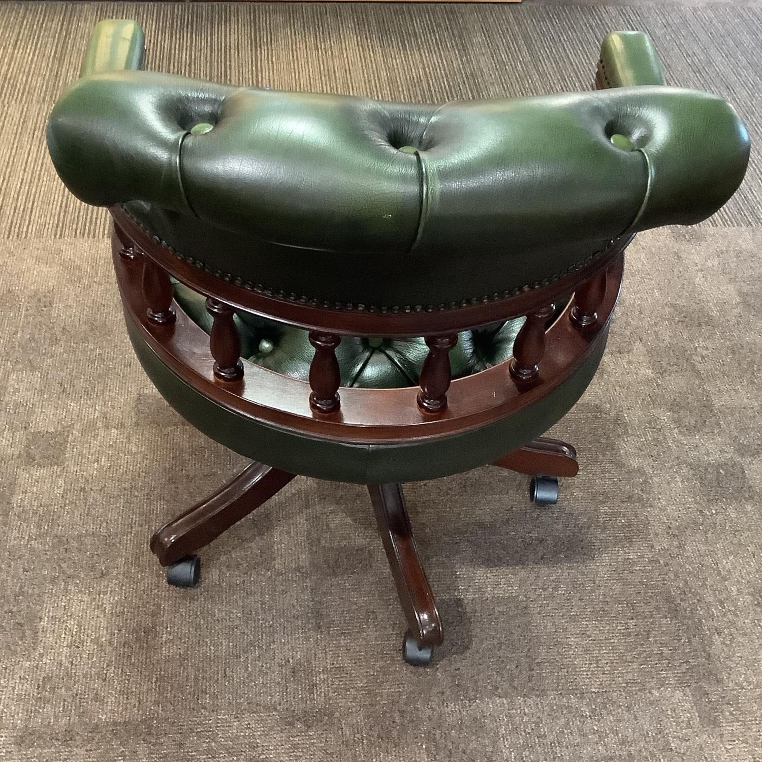 Green leather captains chair