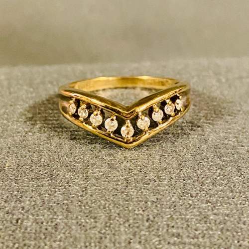 Antique 9ct Gold Wishbone Ring with Diamonds - Jewellery & Gold ...