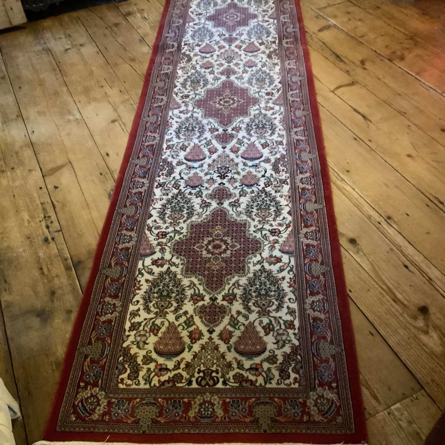 Stunning Hand Knotted Persian Runner Kerman Very Fine Knot Count Rugs