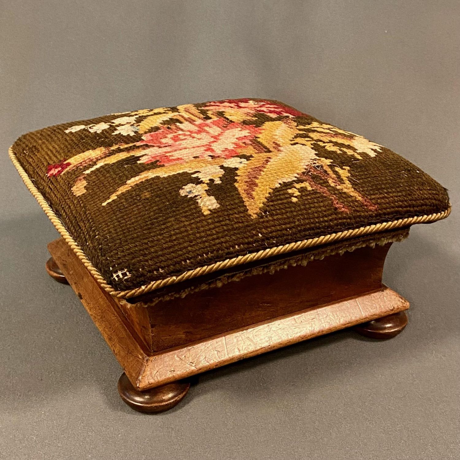 Tapestry Covered Small Footstool - Other Antique Furniture - Hemswell ...