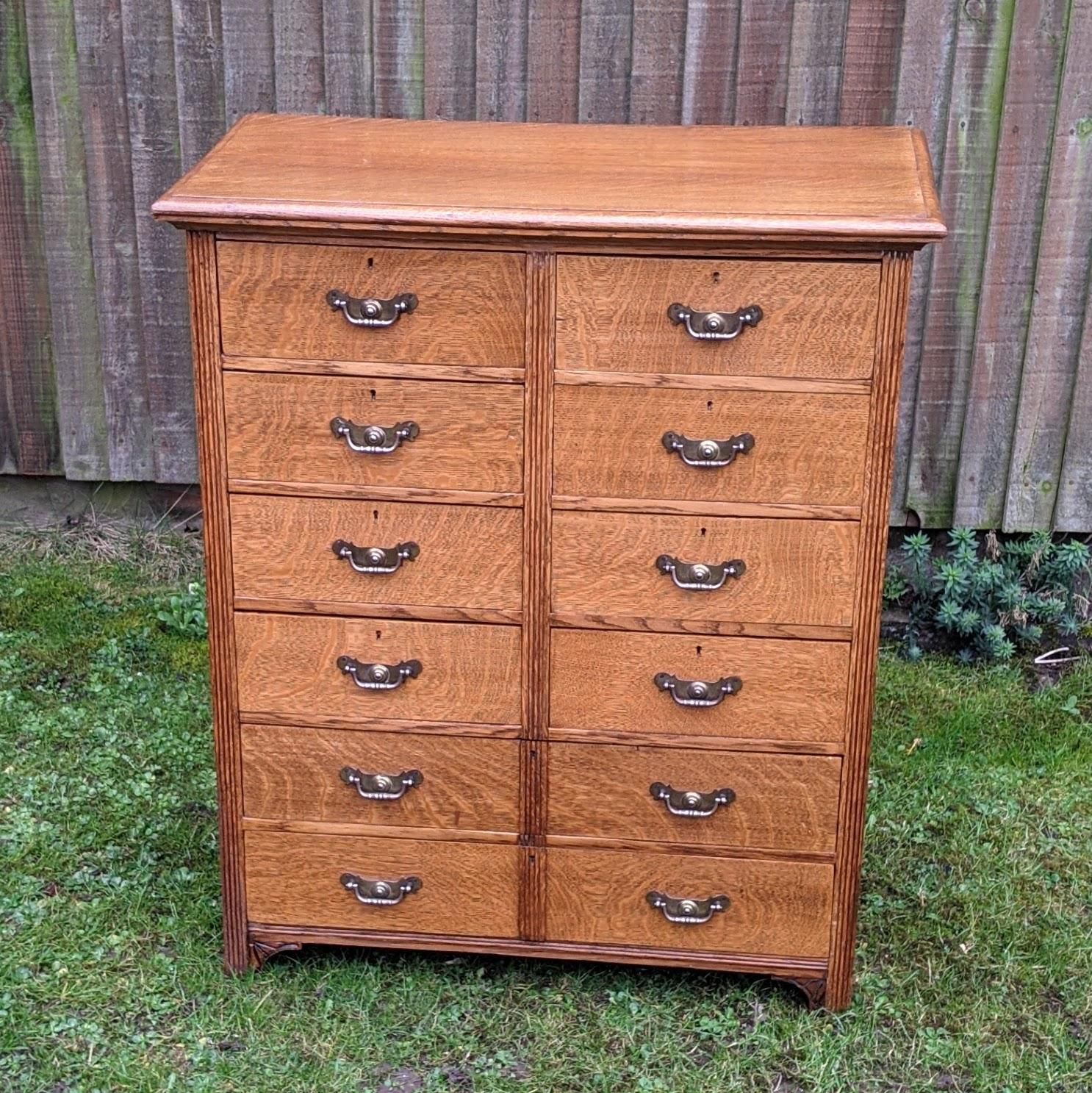 Solid Oak Filing/Collectors Multi Drawer Chest Antique Chest of