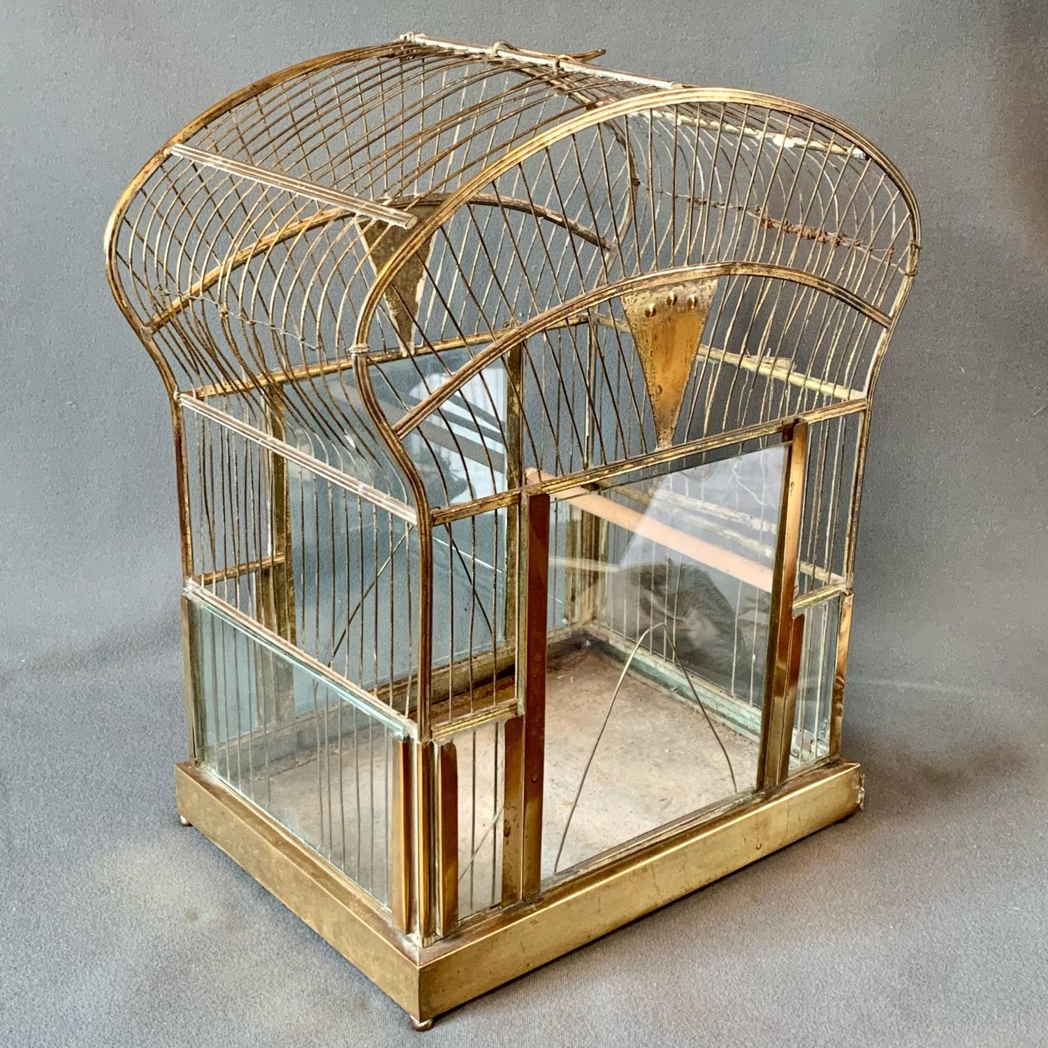 Lot - Brass Bird Cage on Stand