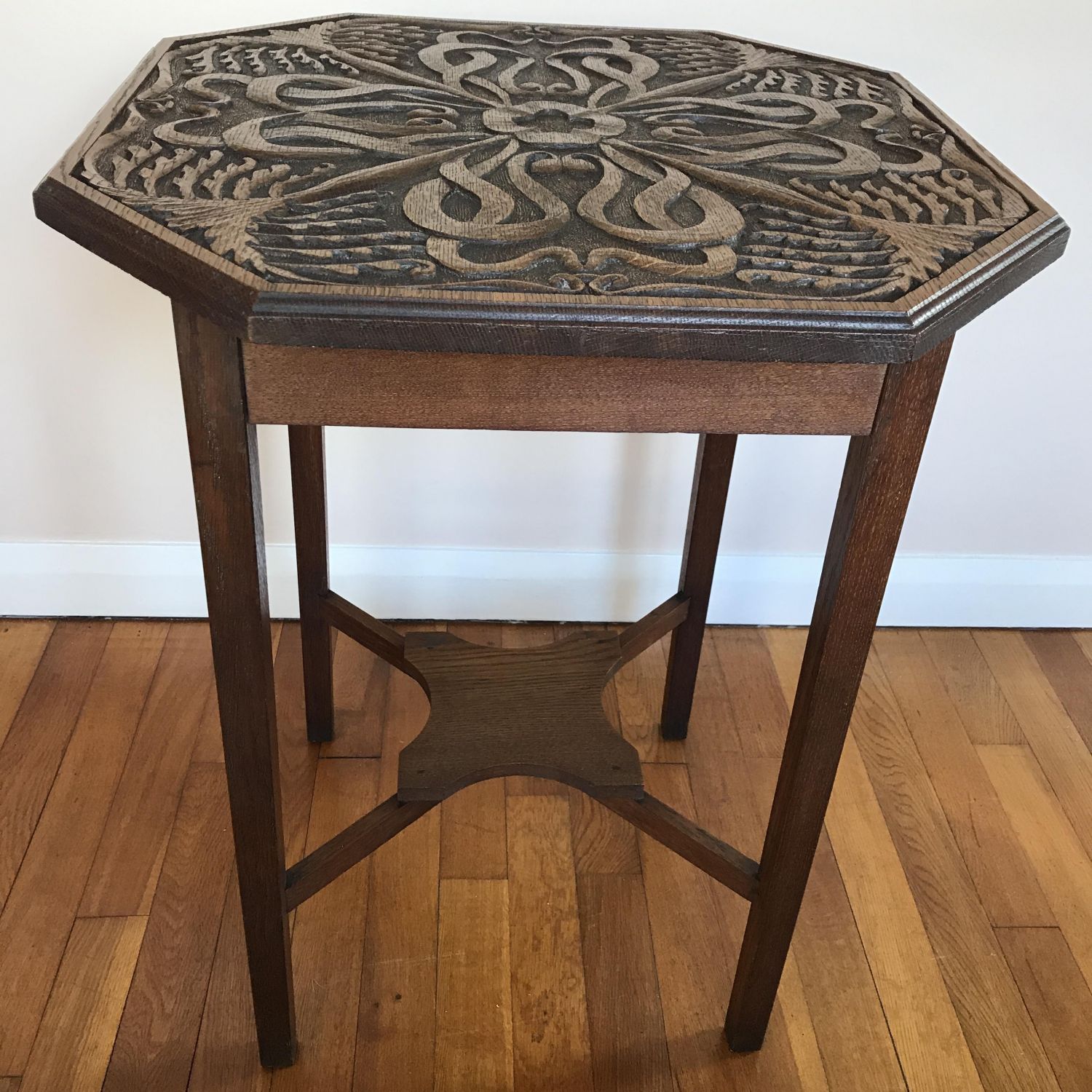 Early 20th Century Oak Octagonal Table With Carved Top Antique Tables Hemswell Antique Centres