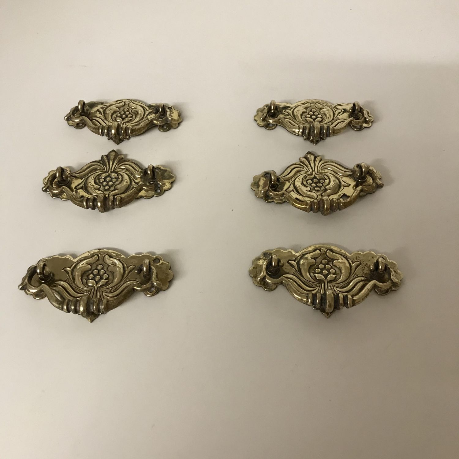 Set of 6 Art Nouveau Brass Drawer Handles circa 1900 Gifts for Every