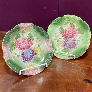 Pair of Old Foley Pottery James Kent Chrysanthemum Plates