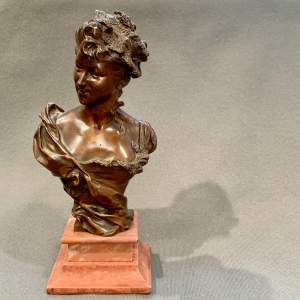 Late 19th - Early 20th Century H E Allouard Bronze Bust
