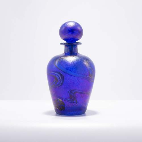 Nice Blue Art Glass Perfume Bottle with Stopper image-1