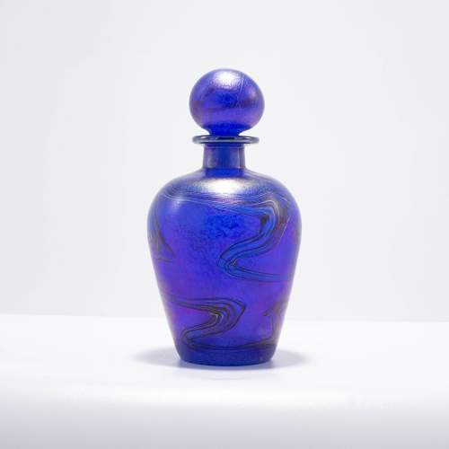 Nice Blue Art Glass Perfume Bottle with Stopper image-2