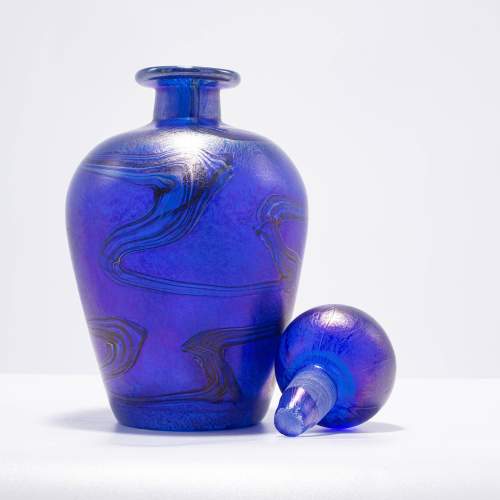 Nice Blue Art Glass Perfume Bottle with Stopper image-3