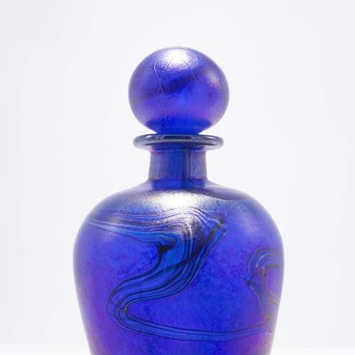 Nice Blue Art Glass Perfume Bottle with Stopper image-4