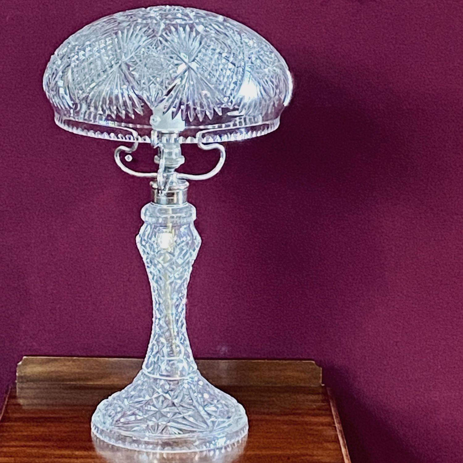 antique crystal mushroom lamp