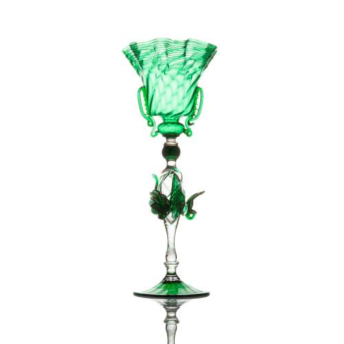 Antique Italian Murano Green Glass Goblet image-1