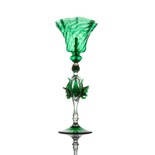 Antique Italian Murano Green Glass Goblet image-2