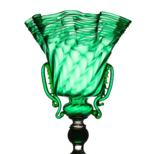 Antique Italian Murano Green Glass Goblet image-4
