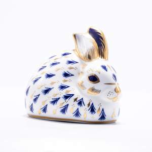 A Royal Crown Derby Ceramic Rabbit Paperweight