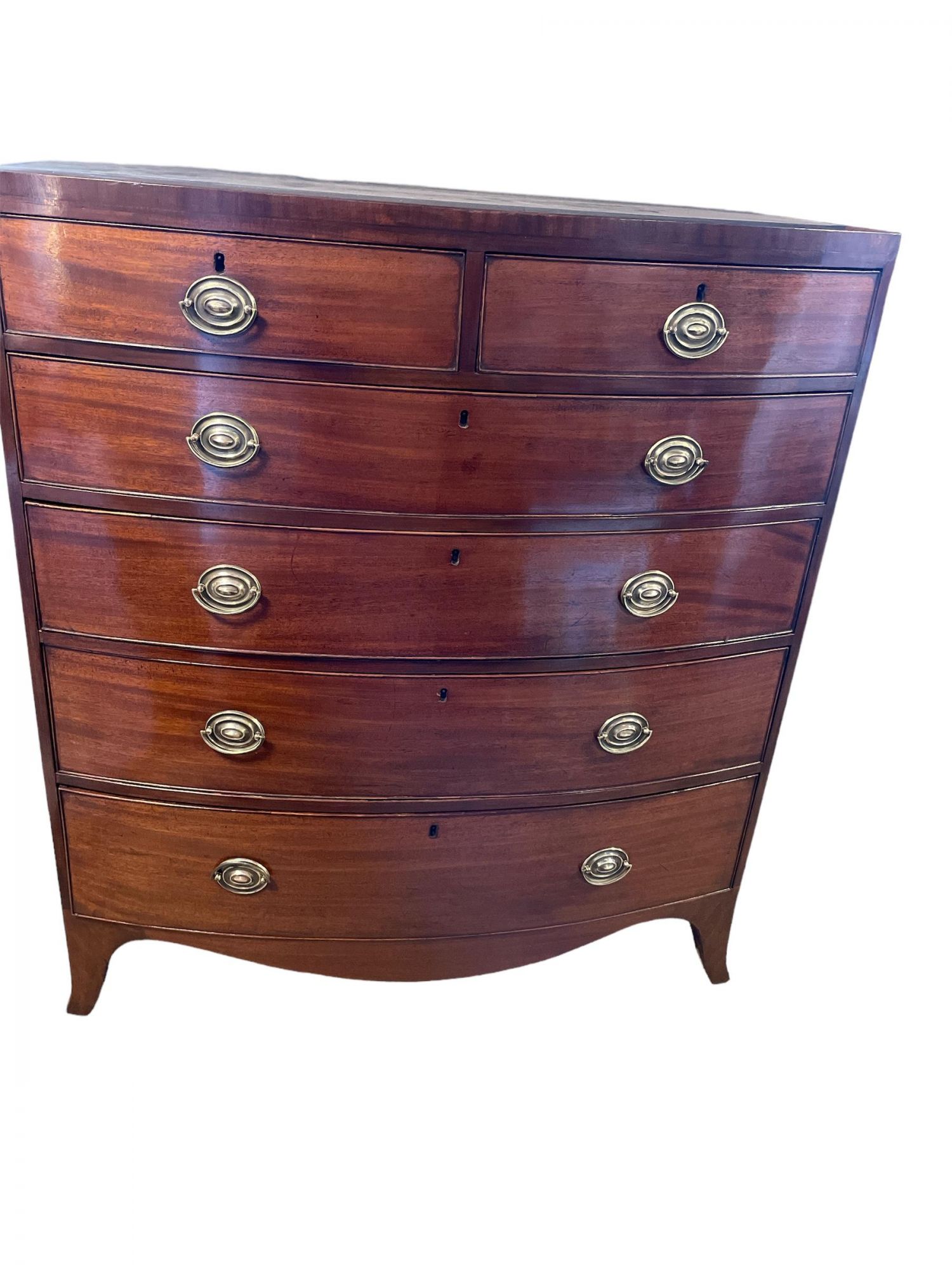 A Fine Flame Victorian Mahogany Bow Front Chest Of Drawers Antique