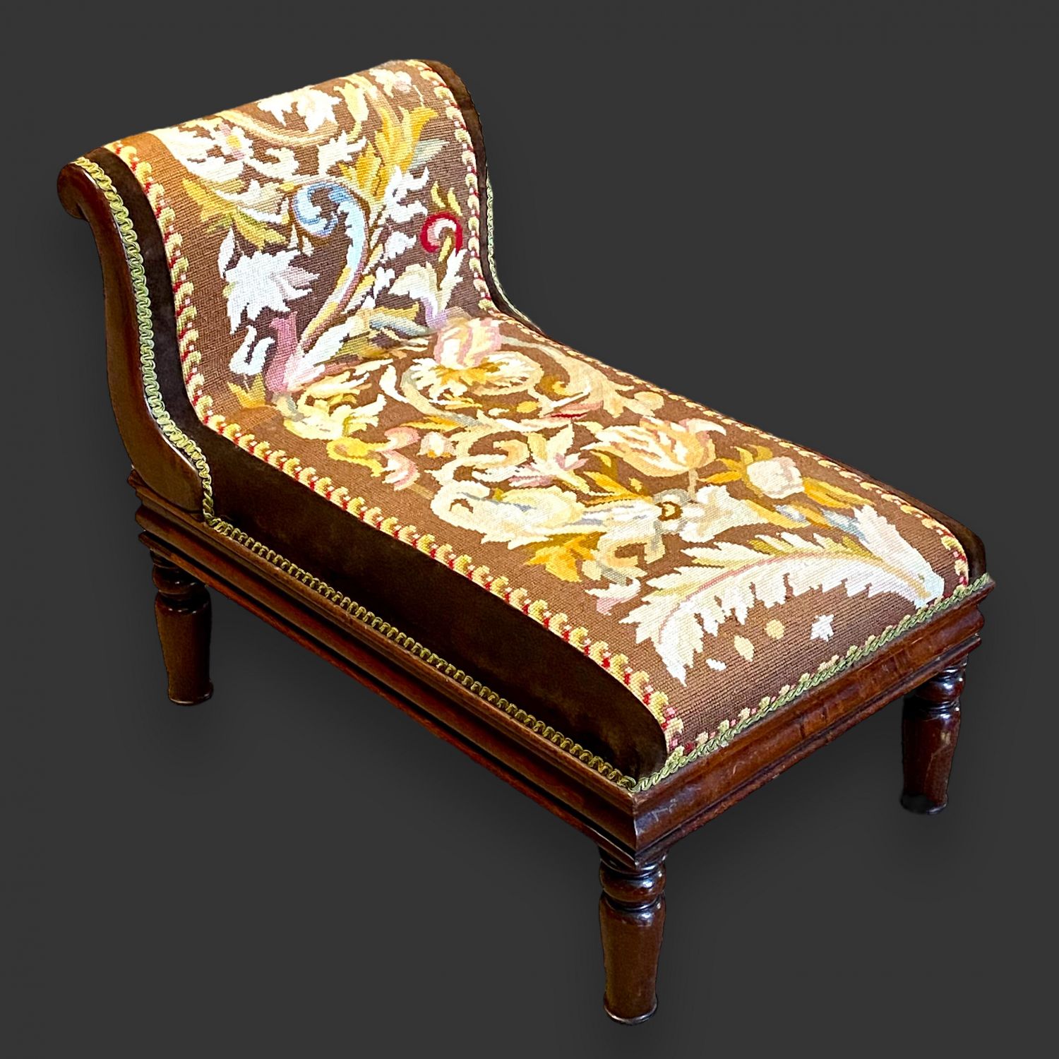 Storage Foot Stool Floral/Mahogany