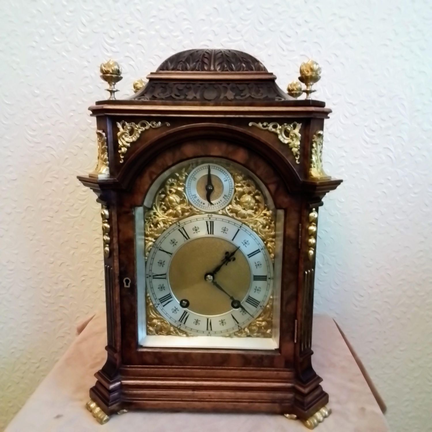 Walnut mantle clock by Lenzkirch with gilt mounts - Mantel Clocks -  Hemswell Antique Centres