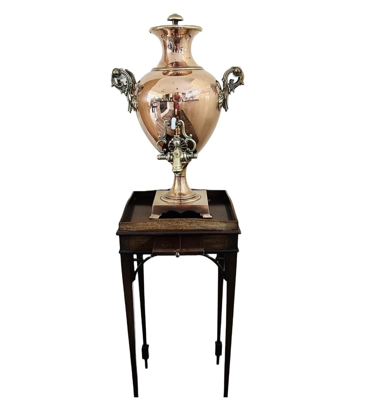 Antique Victorian quality copper & brass samovar in Antique Brass