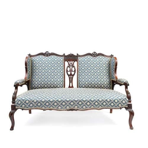 Antique Edwardian Mahogany Salon Sofa image-1